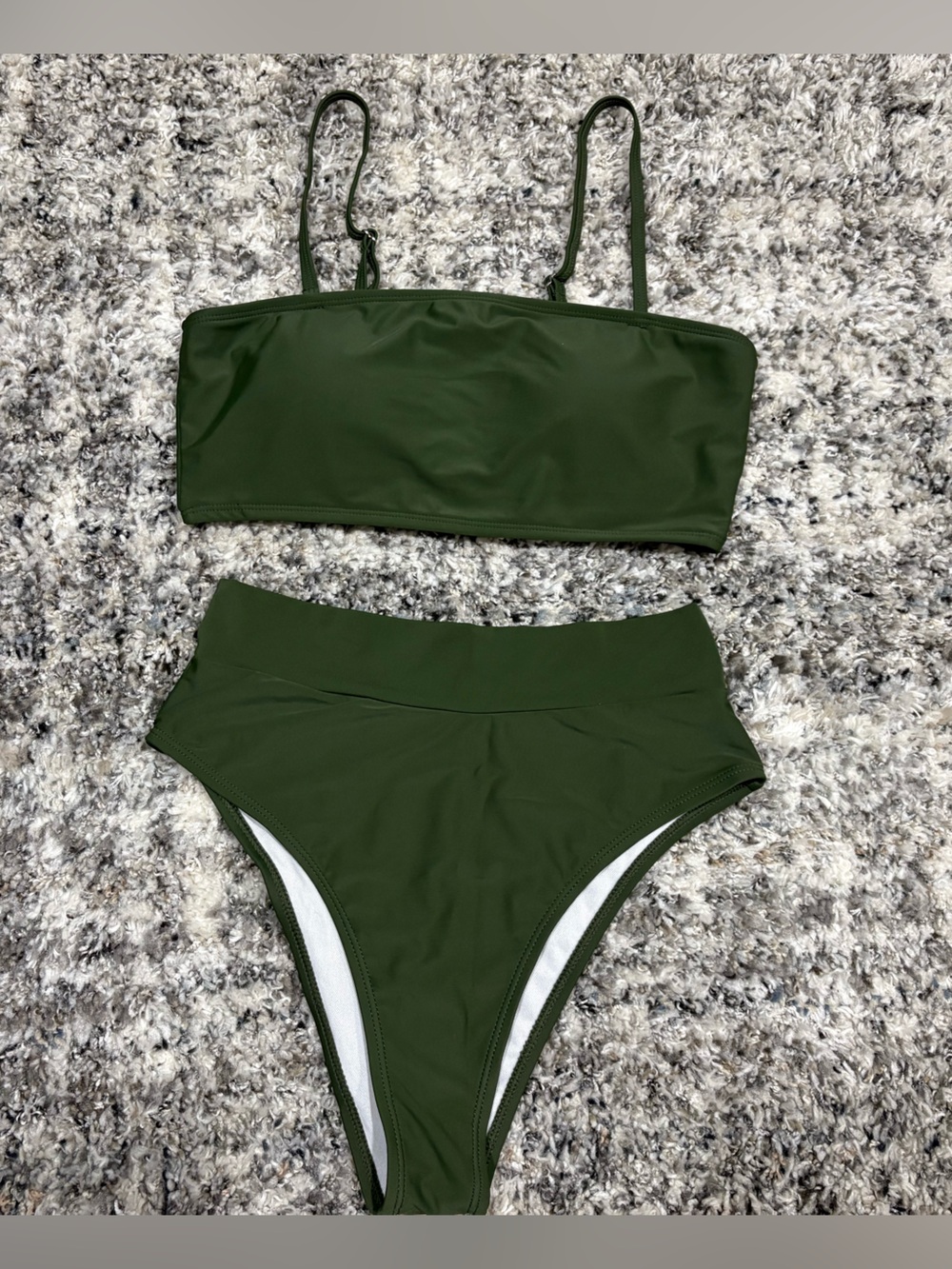 Women’s Olive Green High-Waist Bikini Set